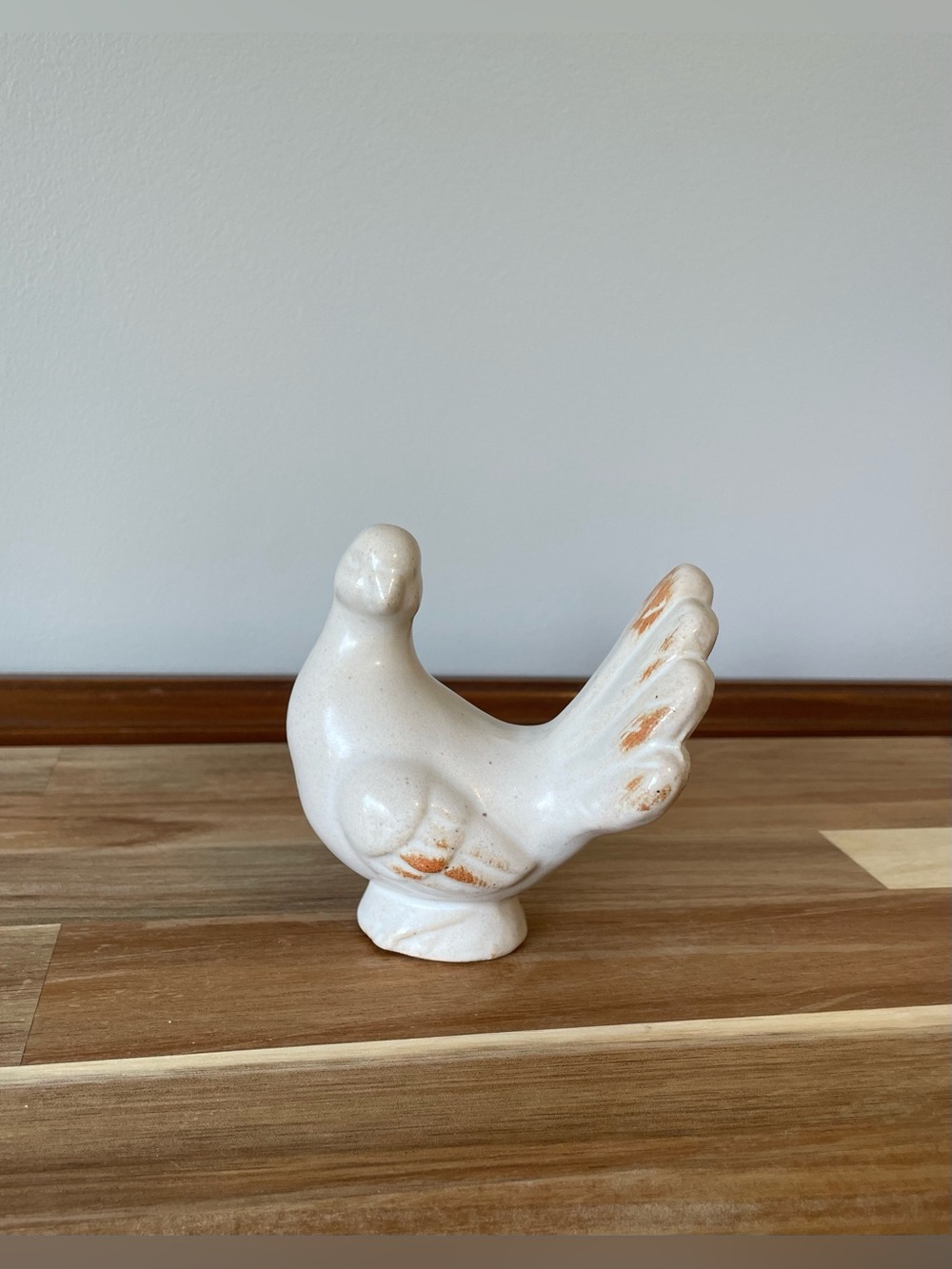 White & Terracotta Pottery Bird Figurine